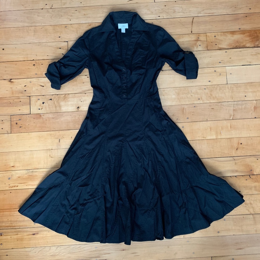Ann Taylor Loft black buttoned dress, size 0